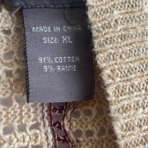 Su & Lola Boho Striped Fringe Open Cardigan Size X-Large - Picture 4 of 5